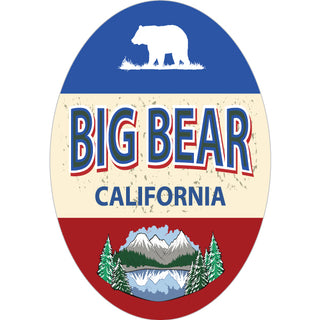 Big Bear  California   Blue White & Red Stripe Oval Sticker