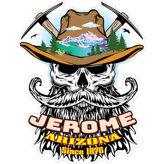 Jerome AZ Skull Miner Beard Sticker