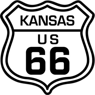 Route 66 Kansas B&W Shield Sticker