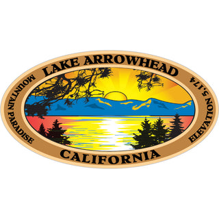 Lake Arrowhead California   Oval Mountain Sunset Sticker