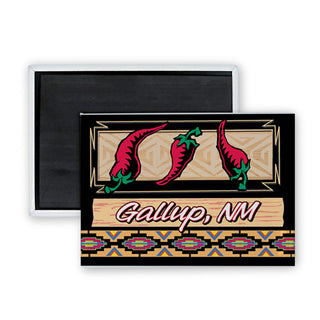 Gallup  NM   3 Chili Peppers Rectangle Rectangle Badge Magnet