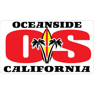 OK4 Oceanside  CA OC Fat Letters w Palms & Surfboard Sticker