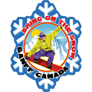Banff  Canada   Bring on the Snow   Snowboarder Sticker