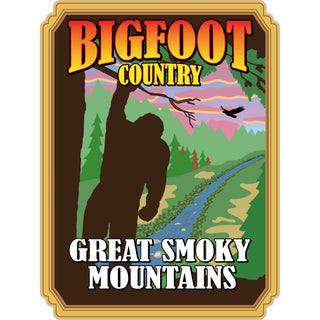 Great Smoky Mountains   Bigfoot Country Sunset Scene Sticker