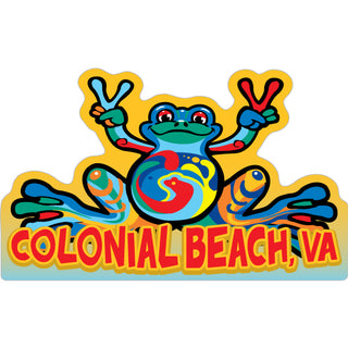 Colonial Beach Peace Frog   Colonial Beach  VA Peace Frog Horizontal Sticker