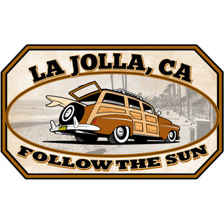 OK4 La Jolla  CA Woody Follow the Sun (00189) Sticker