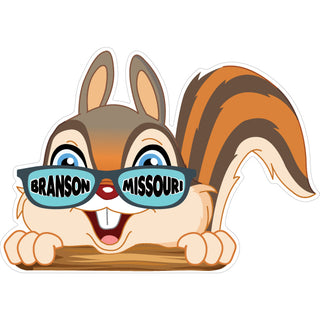 Branson  MO Chipmunk Looking Over   Postcard Sized Sticker Sticker