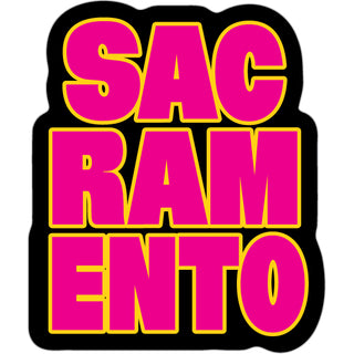 Sacramento Pink Block Letters Sticker