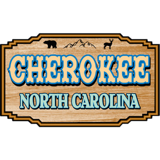 Cherokee  North Carolina   Wood Mountain Icon Sign Sticker