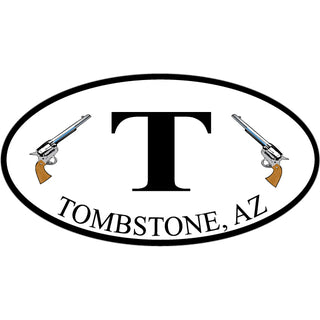 Tombstone  AZ   T with Pistols Euro Oval Sticker
