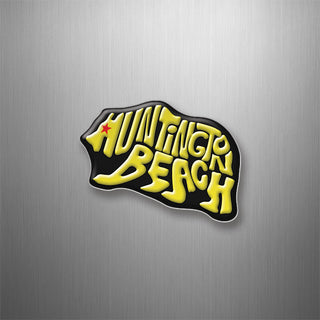 Huntington Beach Yellow type in Bear 3D Magnet