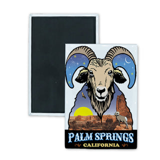 Palm Springs  California   Desert Bighorn Ram Night Rectangle Badge Magnet