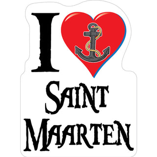 St. Maarten I Heart Anchor Sticker