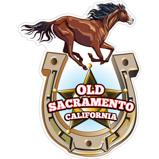 Old Sacramento California Horseshoe Horse Sticker