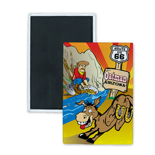 Oatman  Arizona   Miner & Kicking Donkey Rectangle Badge Magnet