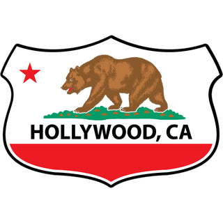 Hollywood  CA   Wide California Flag Shield Sticker