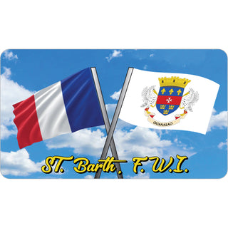 St. Barth FWI   French and St. Barth Flags Sticker