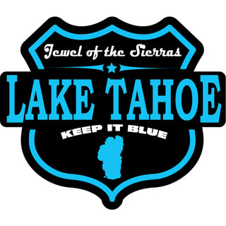 OK4 Lake Tahoe Jewel of the Sierras Sign Blue Sticker
