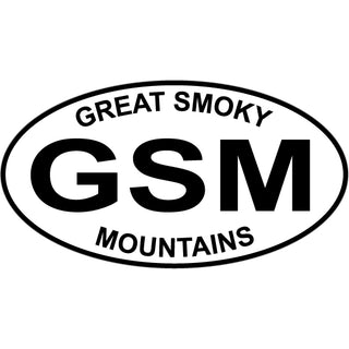 Great Smoky Mountains   Black and White Euro Oval Sticker