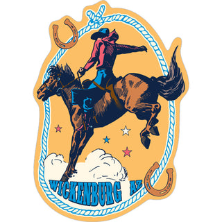 Wickenburg  Az.   cowboy on bucking bronco Sticker