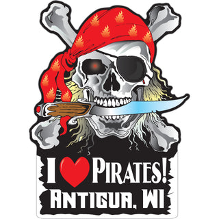 Antigua WI I Heart Pirates Sticker