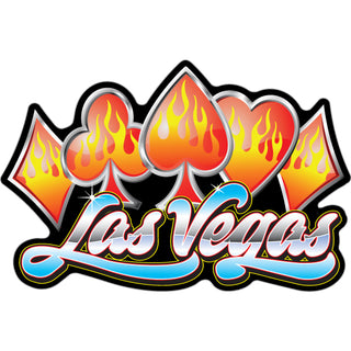 Las Vegas   Flaming Card Suits Sticker