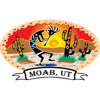 OK4 Moab Ut Kokopelli Desert Scene Banner Oval (0425 00012 14) Sticker