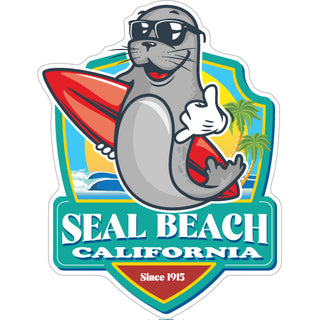 Seal Beach  California   Seal Surfer Hangloose Sticker