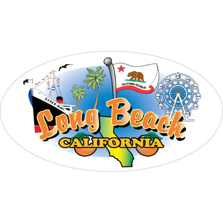 Long Beach  California   The Golden State Oval Sticker