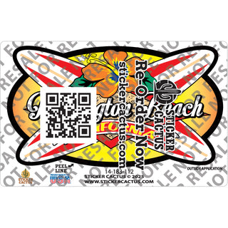 Huntington Beach Hibiscus Surfboard Cross Sticker