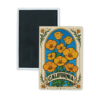 California   Poppy Field Rectangle Badge Magnet