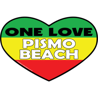 Pismo Beach  California One Love Rasta Heart Sticker