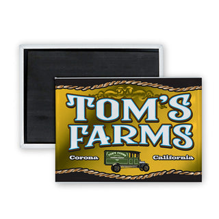 Toms Farms Corona California   Rope Buckle with Truck Rectangle Badge Magnet