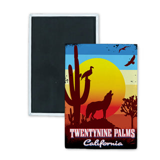 Twentynine Palms  California   Desert Animals Sunset Rectangle Badge Magnet