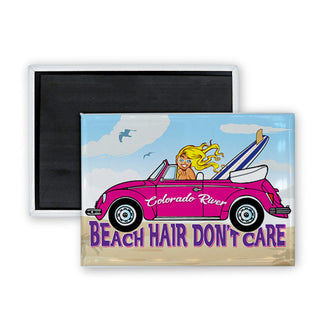 Colorado River Beach Hair Don't Care Rectangle Badge Magnet