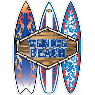 Venice Beach   3 Surfboards Wood Sign Sticker