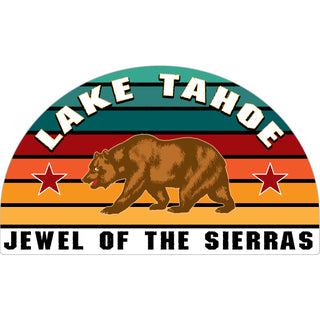 Lake Tahoe   Striped Half Circle Bear Sticker