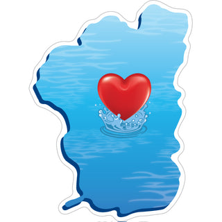 OK4 Lake Tahoe Silhouette with Red Heart mini Sticker