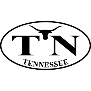 Tennessee TN Steer Skull Euro Oval Sticker