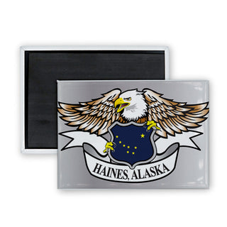 Haines  Alaska   Eagle Holding Shield Rectangle Badge Magnet
