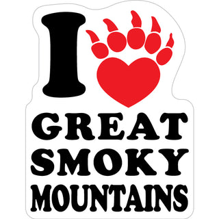 Great Smoky Mountains   Bear Paw Heart Sticker