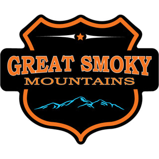 OK4 Great Smoky Mountains Black and Orange Mountain Shield (00312) Sticker