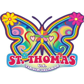 St. Thomas  U.S. Virgin Islands   Hippie Butterfly Sticker
