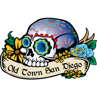 OK4 Old Town San Diego  CA Blue Sugar Skull no Jaw (00663) Sticker