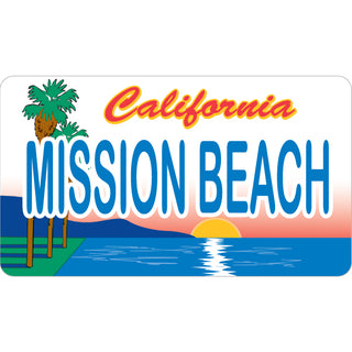 Mission Beach  Ca License Plate with Palm Trees Sticker