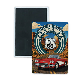 Route 66   Gettin' Your Kicks for 100 Years Rectangle Badge Magnet