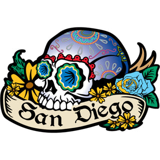 San Diego   Blue No Jaw Skull Sticker