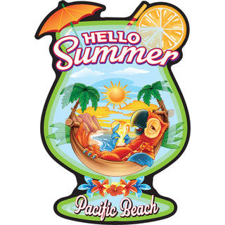 HELLO SUMMER TROPICAL DRINK PACIFIC BEACH Sticker