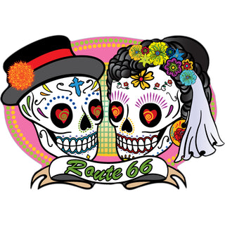 Route 66   Love Is Forever Skulls Sticker