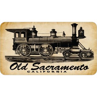 Old Sacramento California   Steam Engine Parchment Sticker